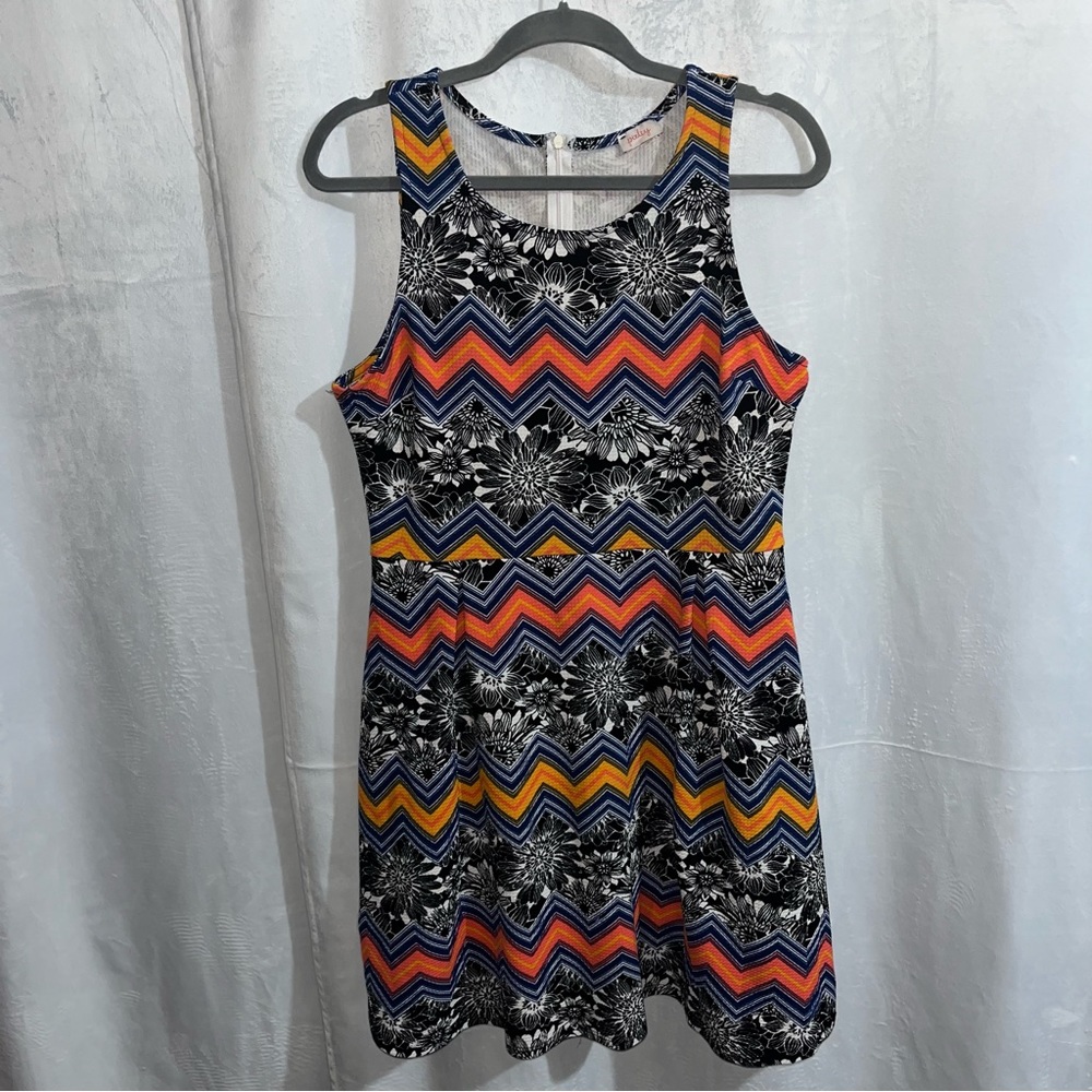 Pixley Sleeves‎ Flare Mini Floral Multicolor Patterns Mini Dress Above The Knee